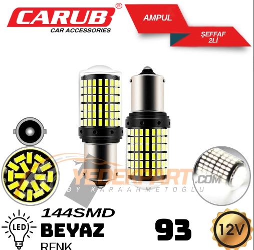 CARUB Ampul 12V 93 144 Led Şeffaf Beyaz